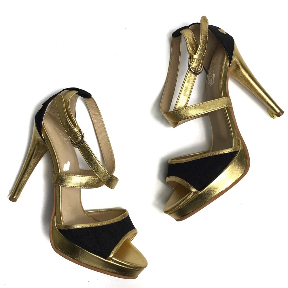 Love Moschino Black and Gold High Heeled Sandals